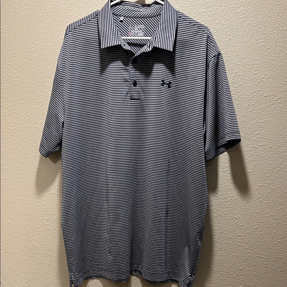 Under Armour Men's Polo Shirt - Black and White Stripes